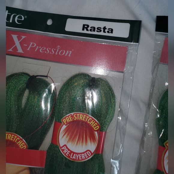 : prestretched 52" xpresstion rasta braiding hair ice red yellow gold green - Picture 3 of 8